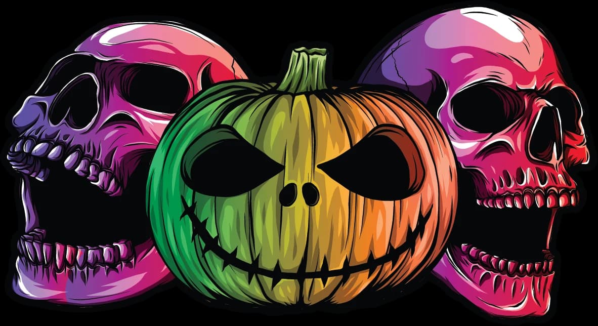 2 Skulls and a Pumpkin